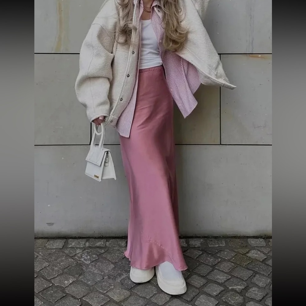 Pink Satin Skirt